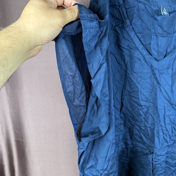 Lands End Women's M-L Deep Sea Navy Sheer Short Sleeve Gathered Waist Swim Dress - Picture 6 of 10